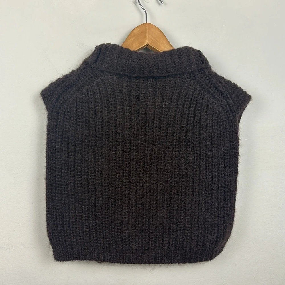 & Other Stories Wool/Mohair Polo- Neck Knit Collar Brown